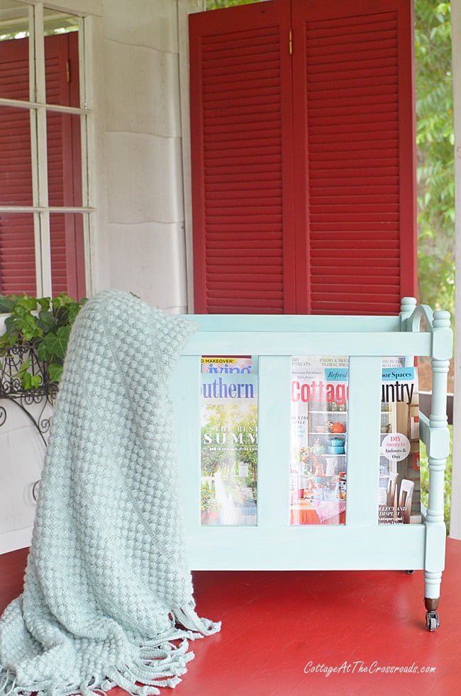 Painted vintage magazine rack