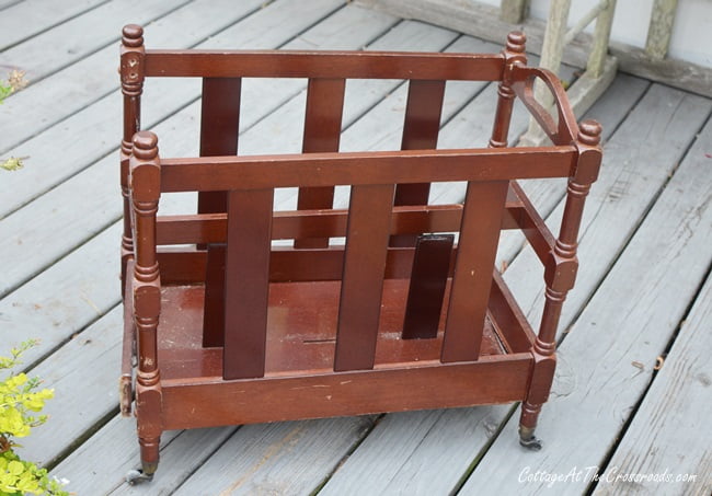 Vintage wooden magazine rack