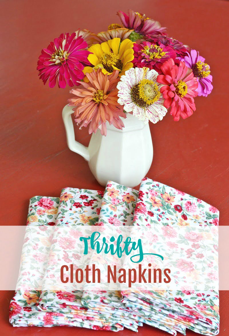 Thrifty cloth napkins with pretty mitered corners