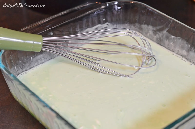 Mixture of lime jello and sour cream