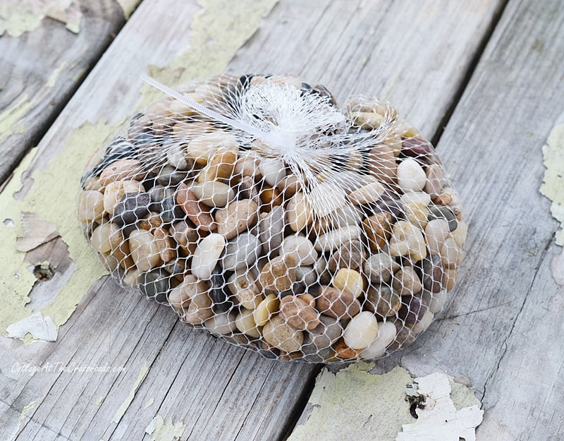 Pebbles in a mesh bag