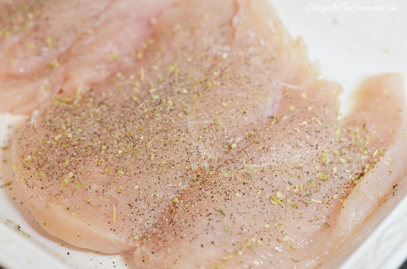 Butterflied and seasoned chicken breasts