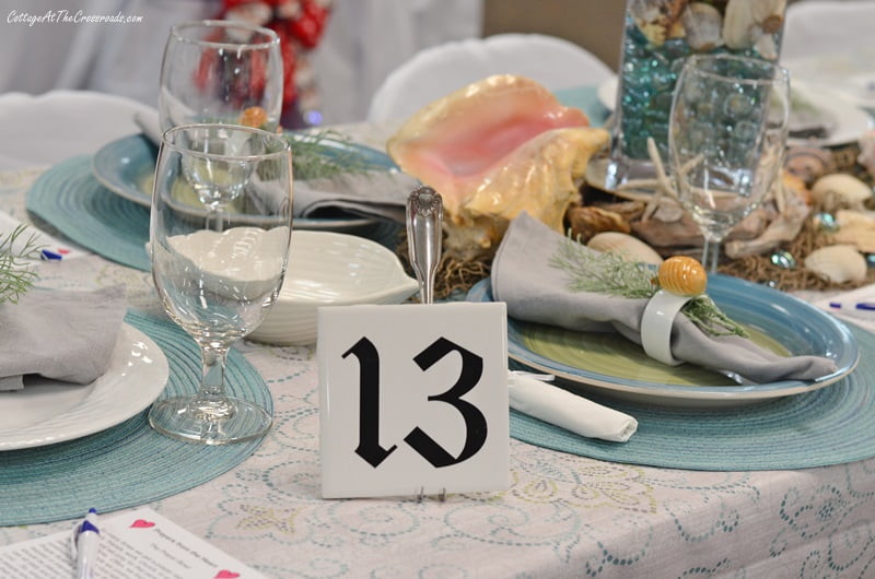 Table 13 had a beach or coastal theme