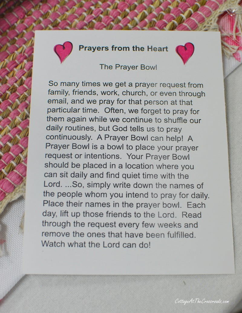 Prayers from the heart card from our tablesetting fundraiser