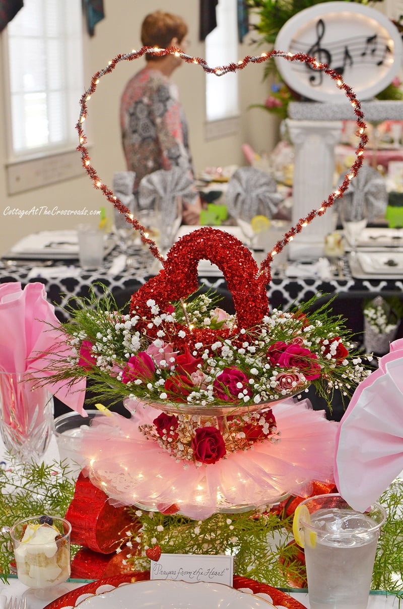 Pink and red valentine's floral centerpiece