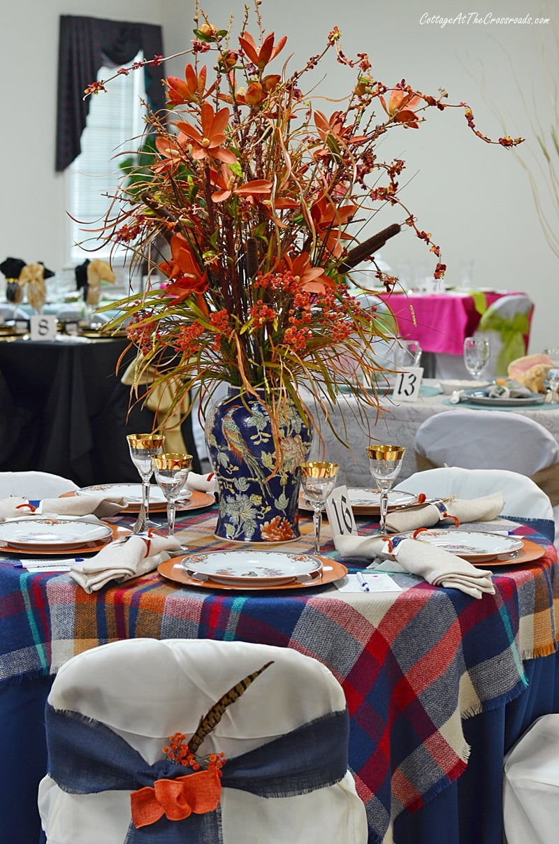 Fall tablescape with pheasant china by sommer & matschak