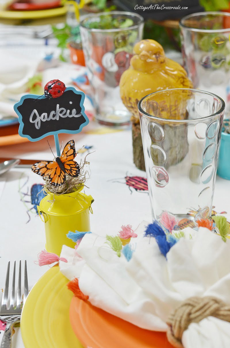 Insect adorned place cards