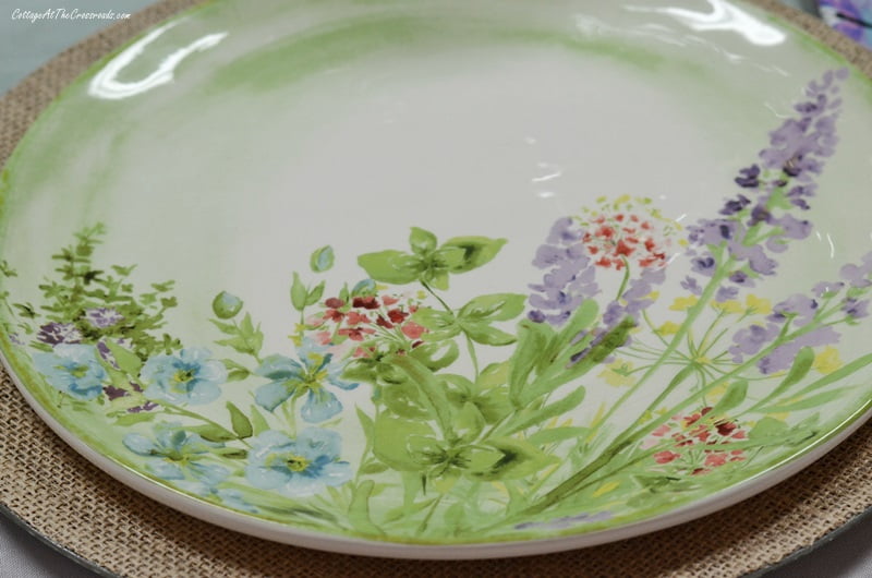 Floral plates used in tablescape