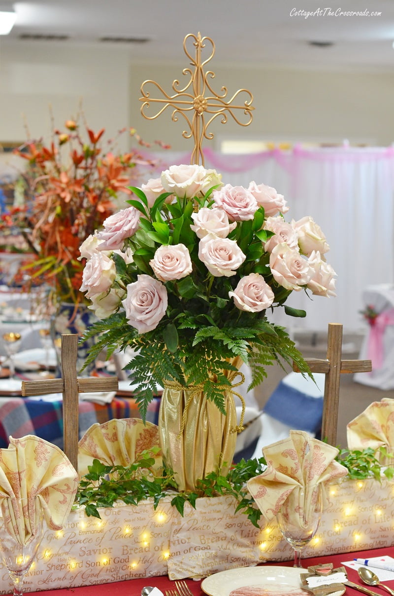 Guest table centerpiece at our church's tablescape fundraiser