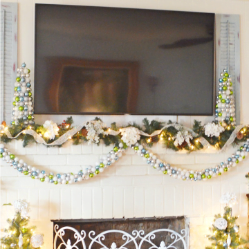 Christmas mantel with ornament garland square