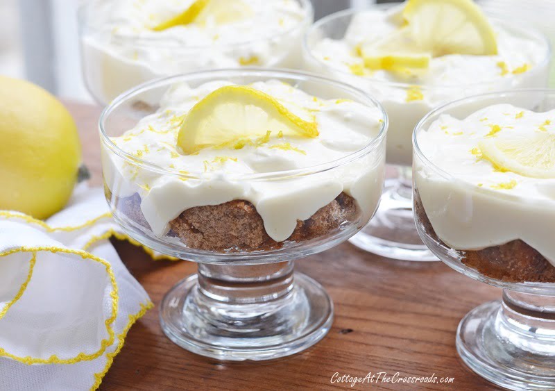 Lemon silk served in individual, footed dessert dishes