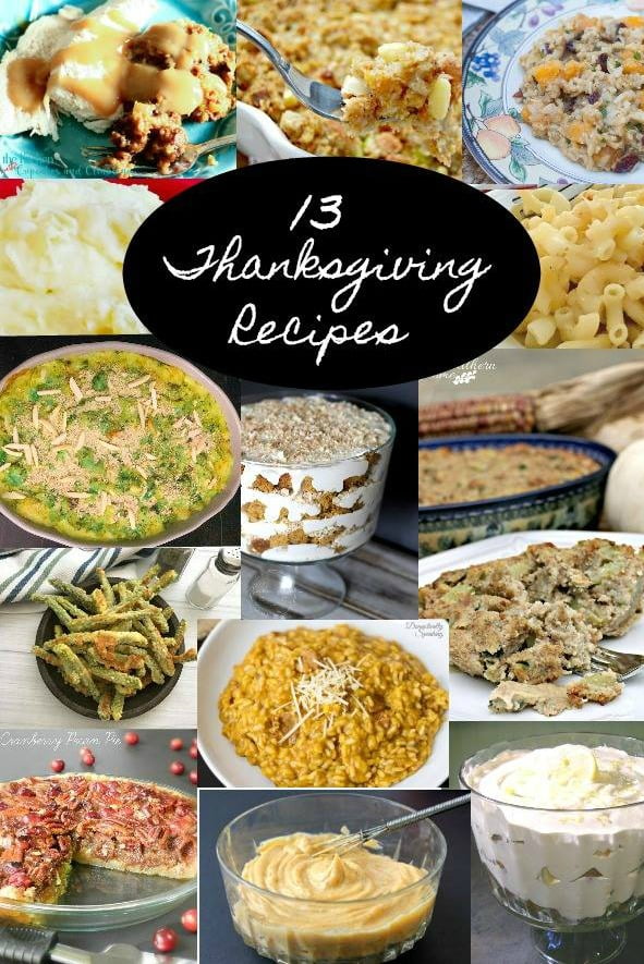 Graphic with text-13 thanksgiving recipes