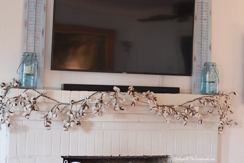 Cotton garland on mantel