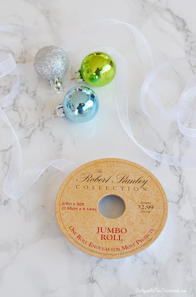 Sheer ribbon used to make an ornament garland