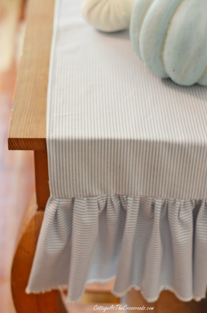 Table runner with ruffled ends