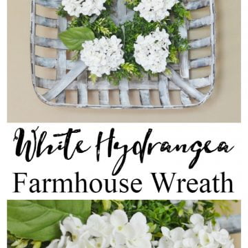 White hydrangea farmhouse wreath