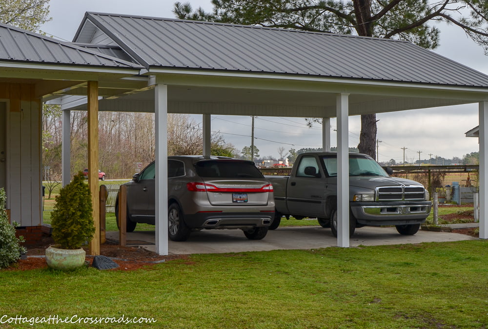 Metal roof on carport