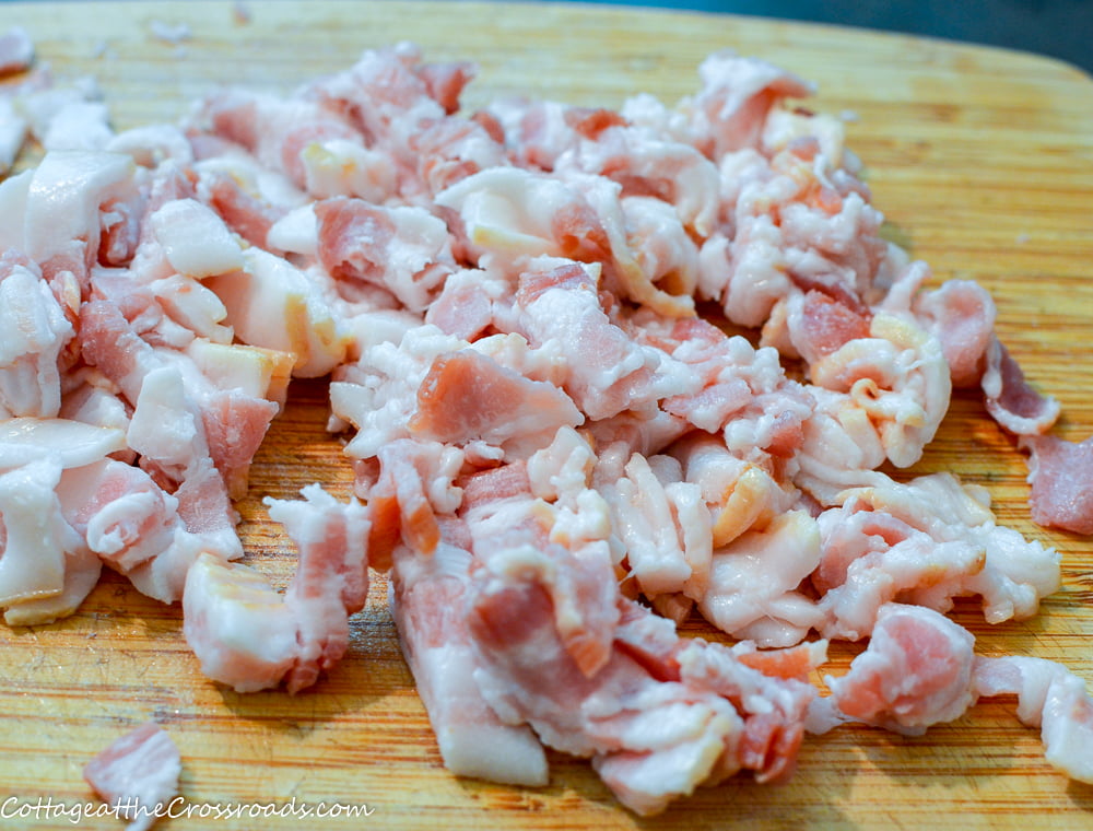 Bacon cut into small pieces