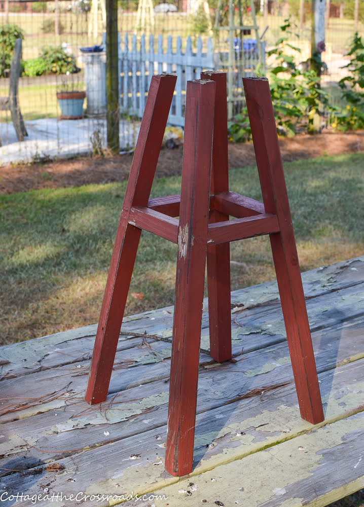 Legs of an old wooden stool