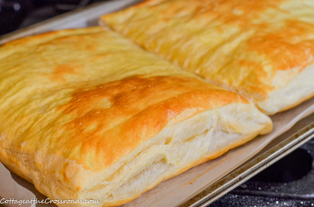 Baked puff pastry for a tart