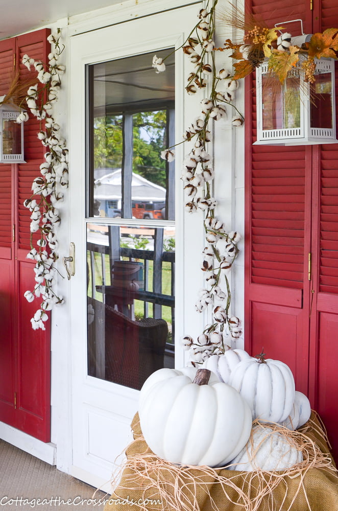 Garlands of cotton hanging by the front door