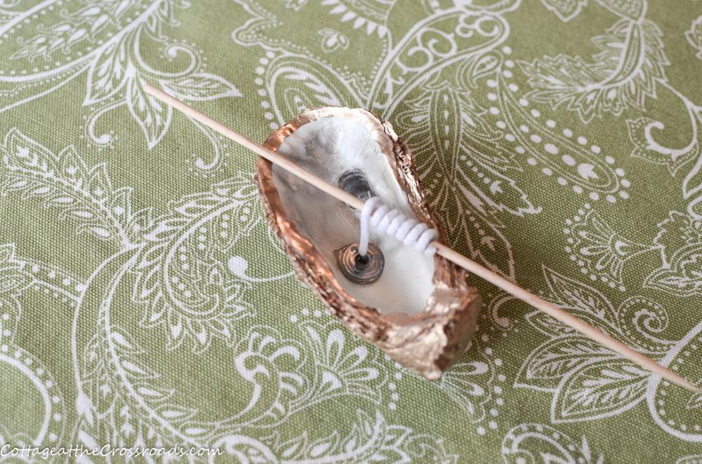 Oyster shell used in making a candle