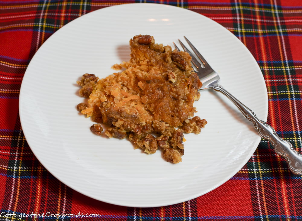 Serving of sweet potato pudding