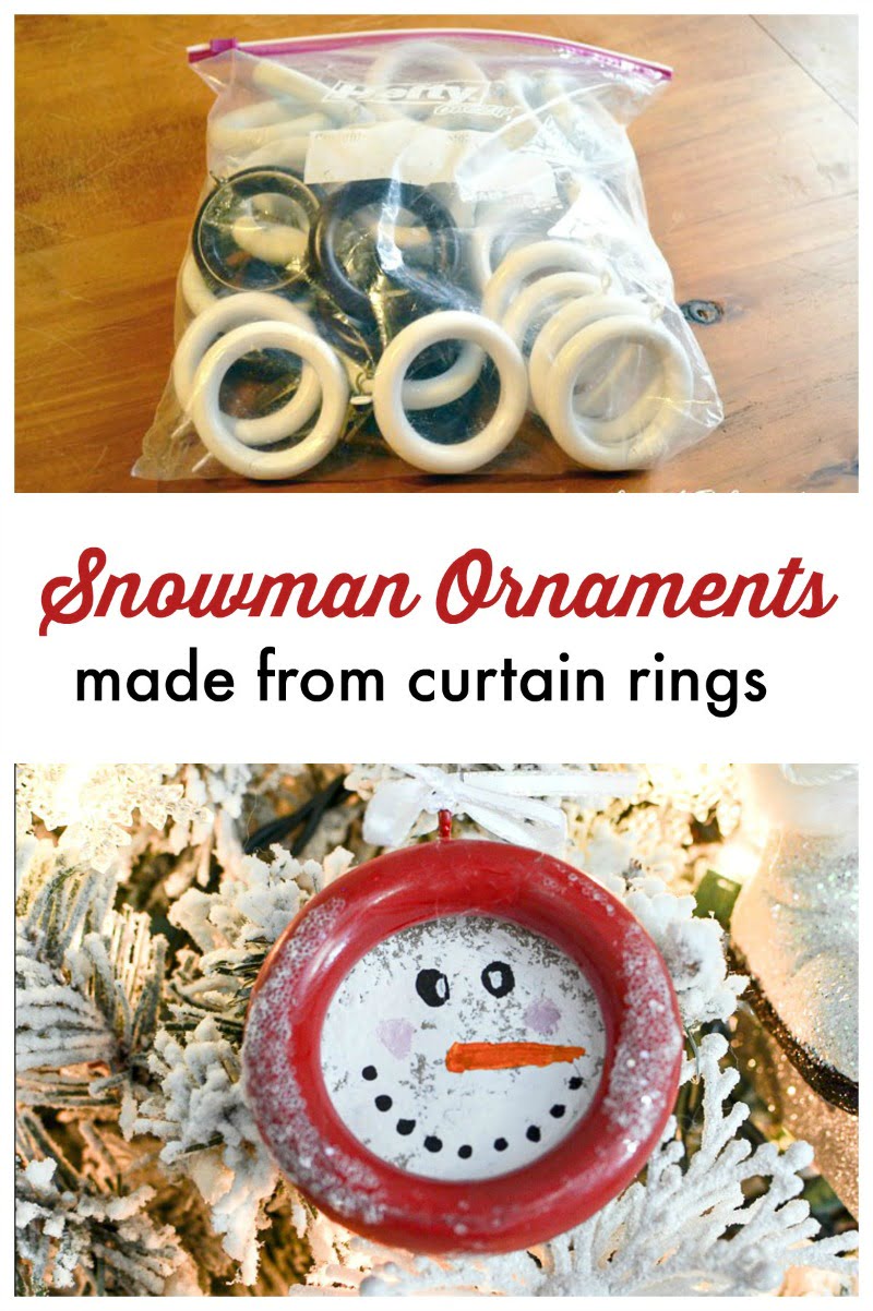 Graphic snowman ornaments made from curtain rings