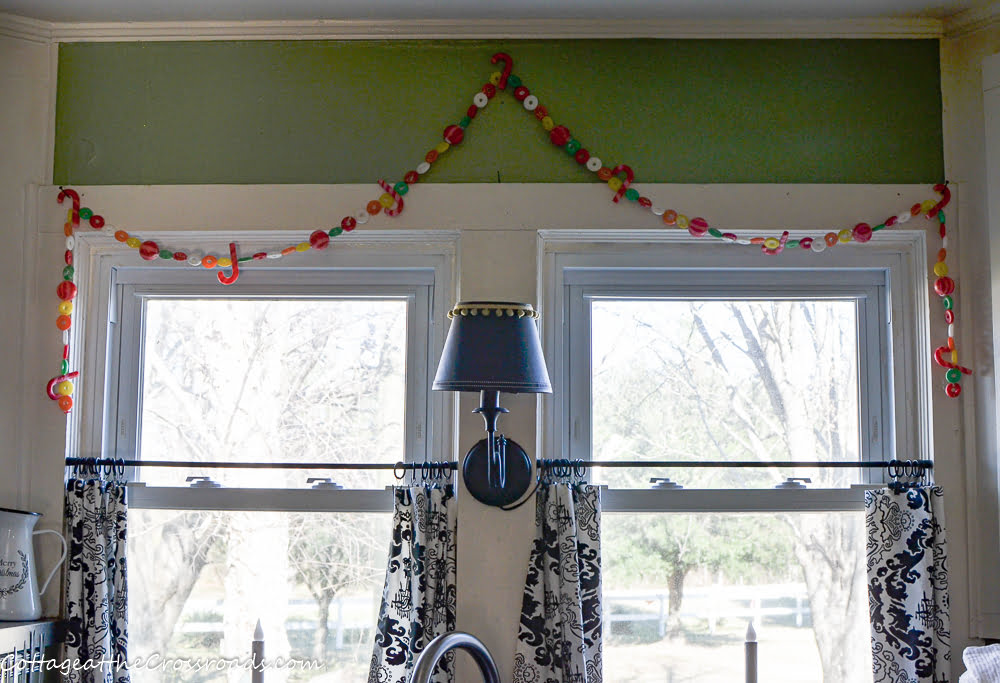 Candy garland in a christmas kitchen