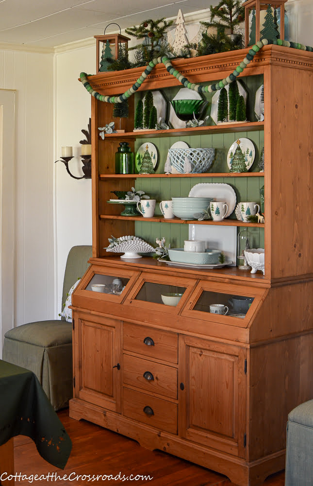 Pine cupboard with balsam lane displayed