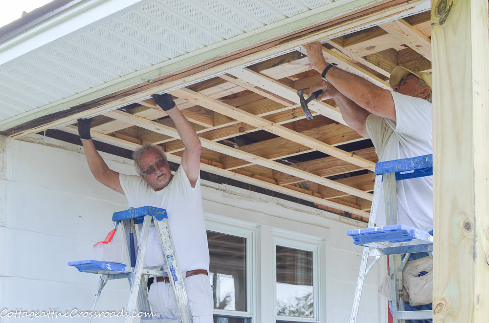 Installation of new porch ceiling