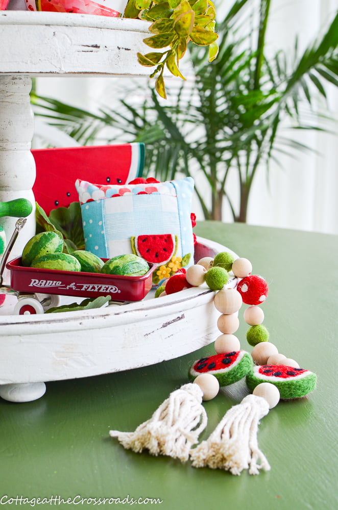 Watermelon pillow and garland