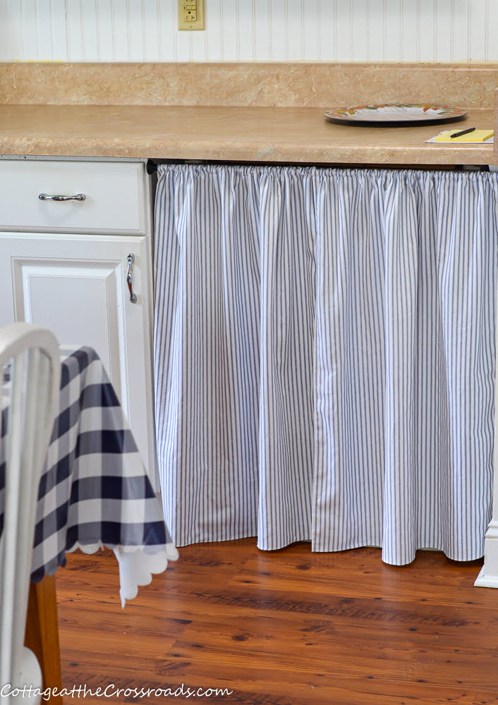 Fabric skirt under the counter