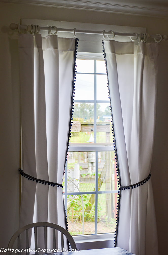 White curtains with trim