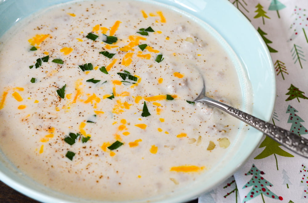 Bowl of creamy cauliflower soup