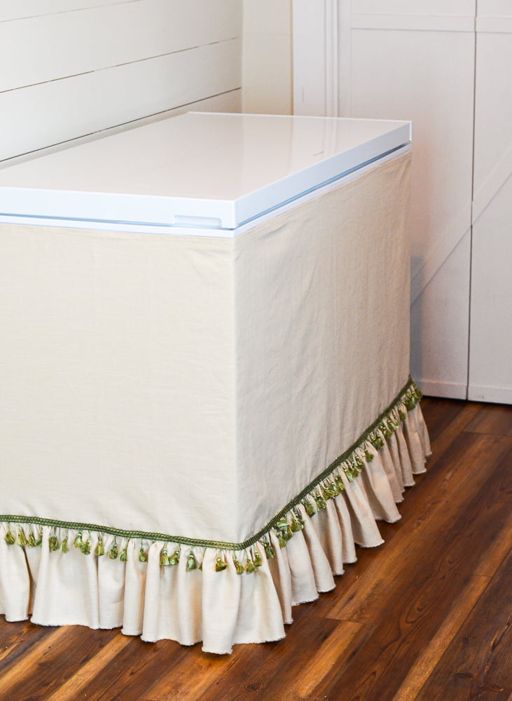 Disguise a chest freezer with a skirt