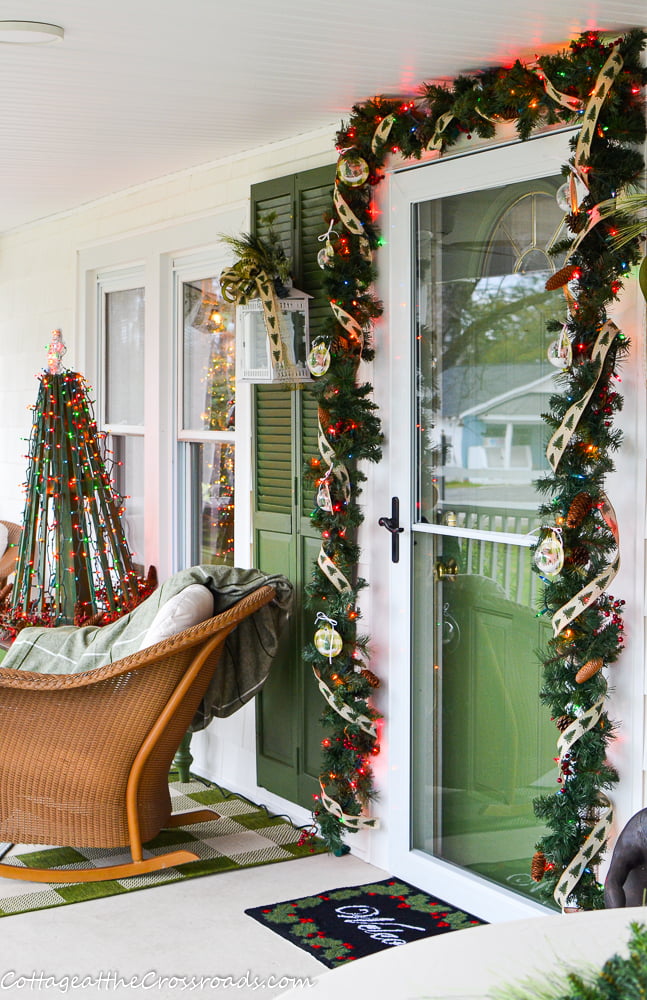 Garland on a christmas porch