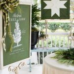 Christmas front porch decorated in green