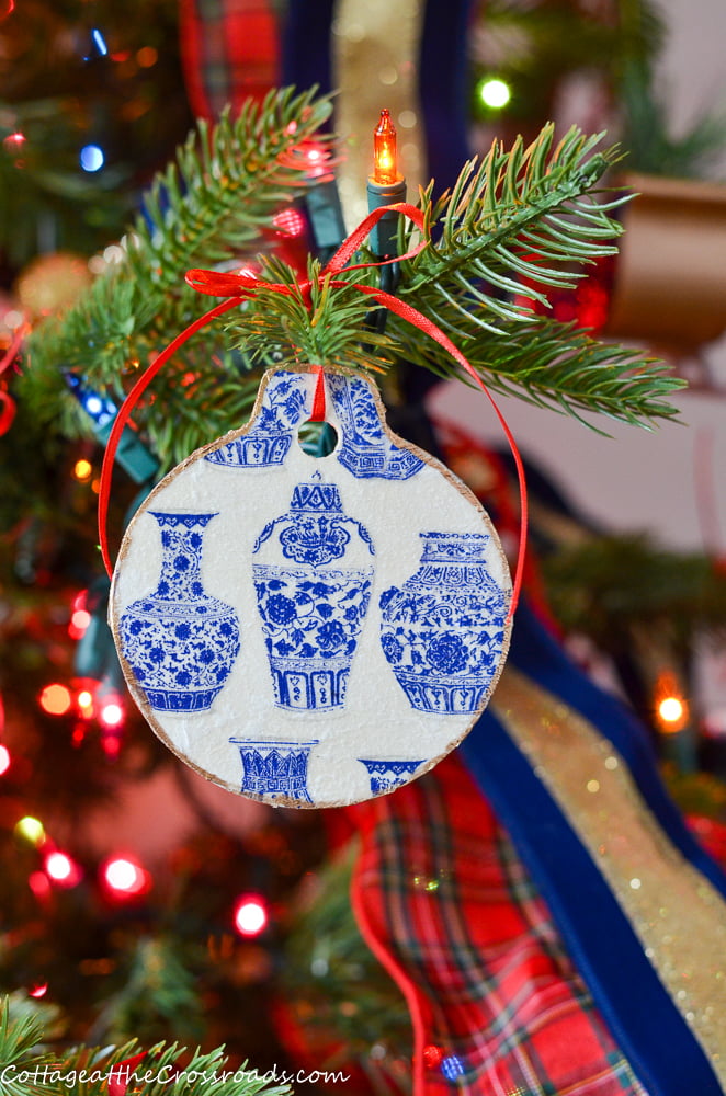 Blue and white christmas ornaments