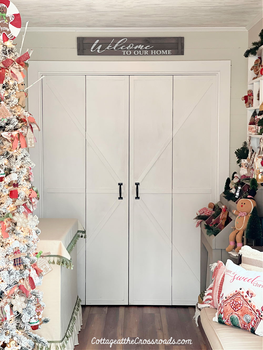 Gingerbread decorations in our mudroom/laundry