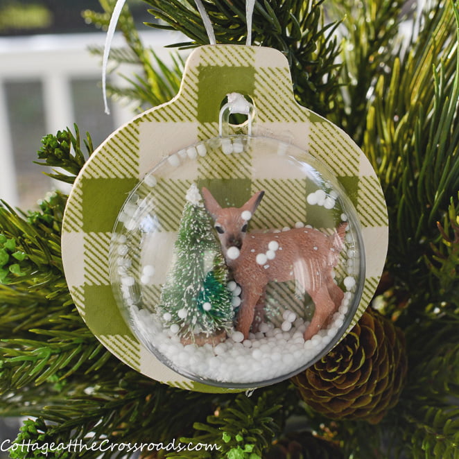 Wooden Snow Globe Ornament - Cottage at the Crossroads