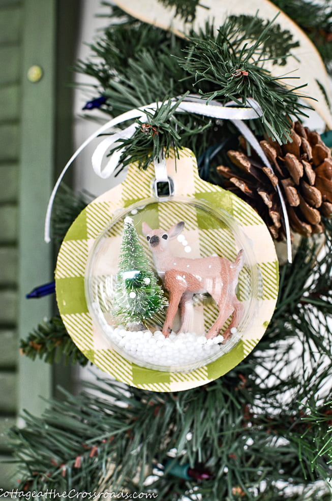 Diy wooden snow globe ornament