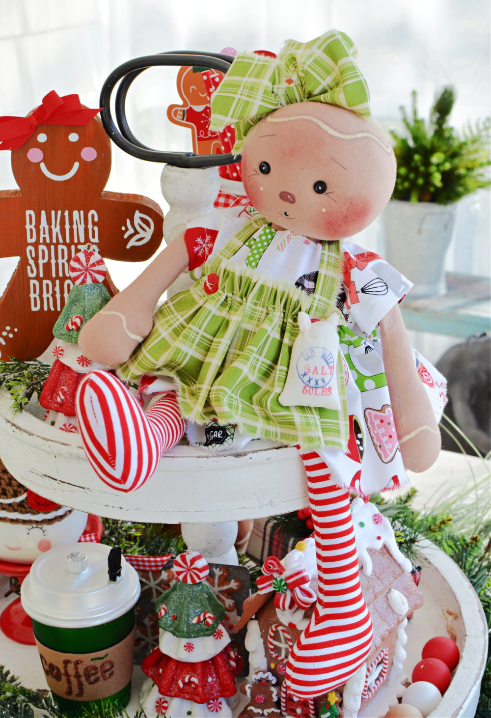 Gingerbread doll on a tiered tray