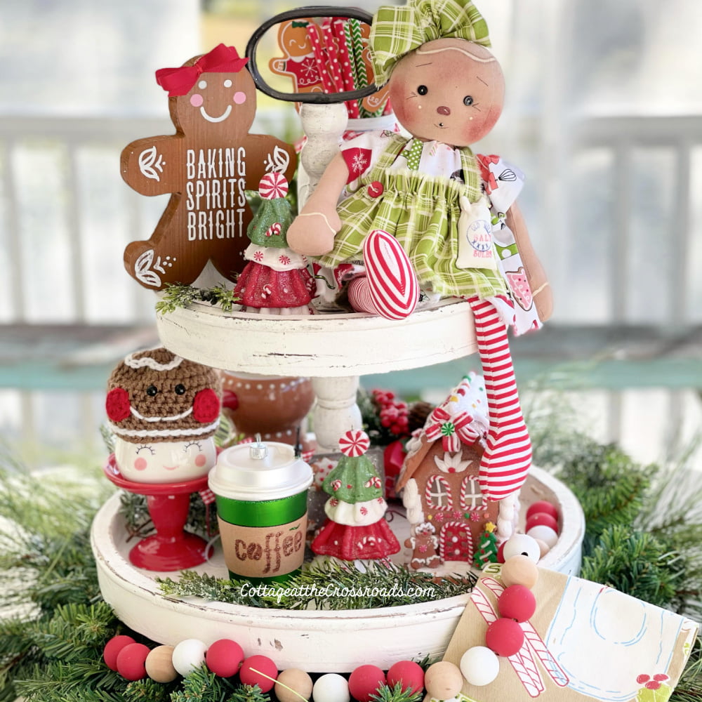 North Pole Gingerbread Cafe mini wood sign for tiered trays