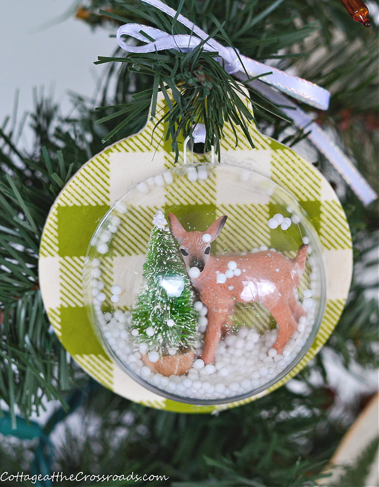 Wooden snowglobe ornament