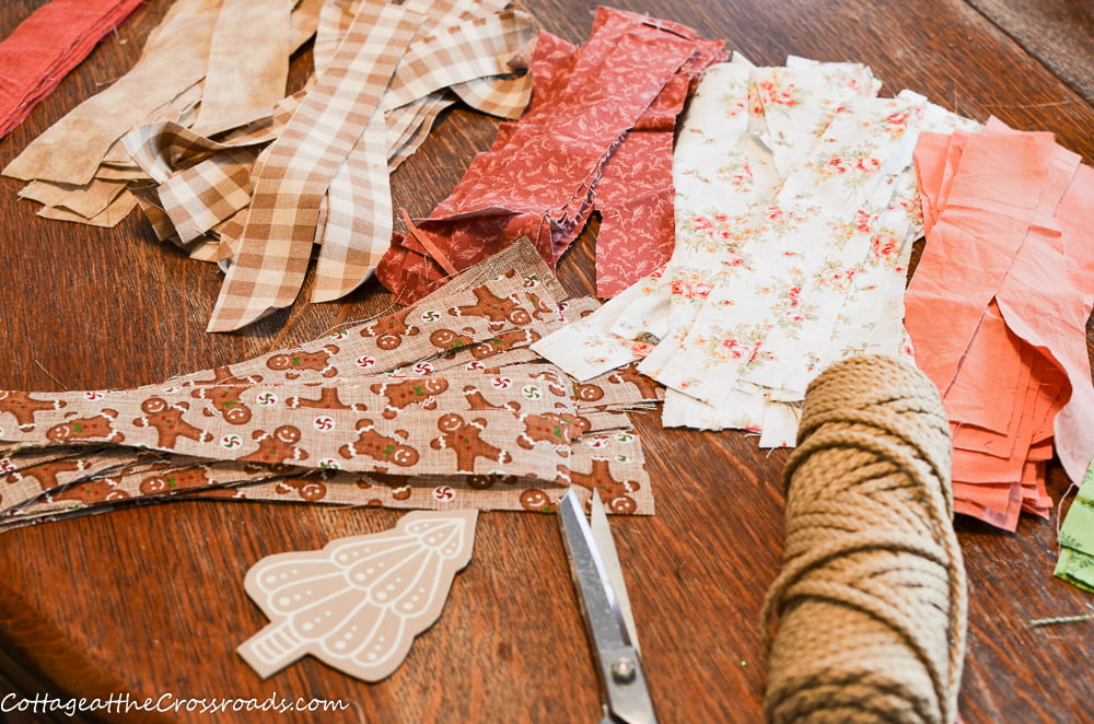 Scrap fabric strips for rag garland