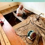 Graphic with text: repairing old southern pine floors