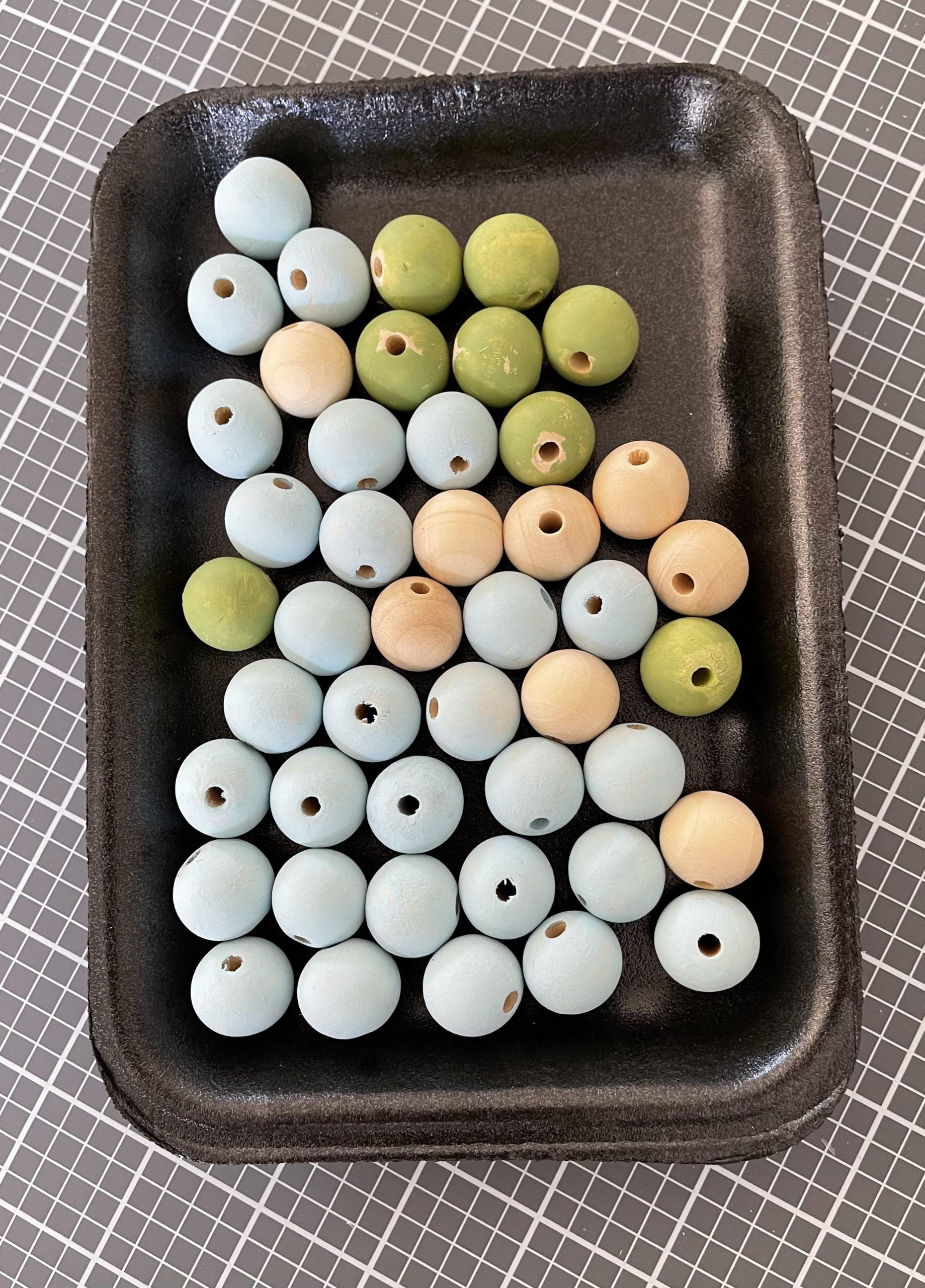 Painted wooden farmhouse beads for garland