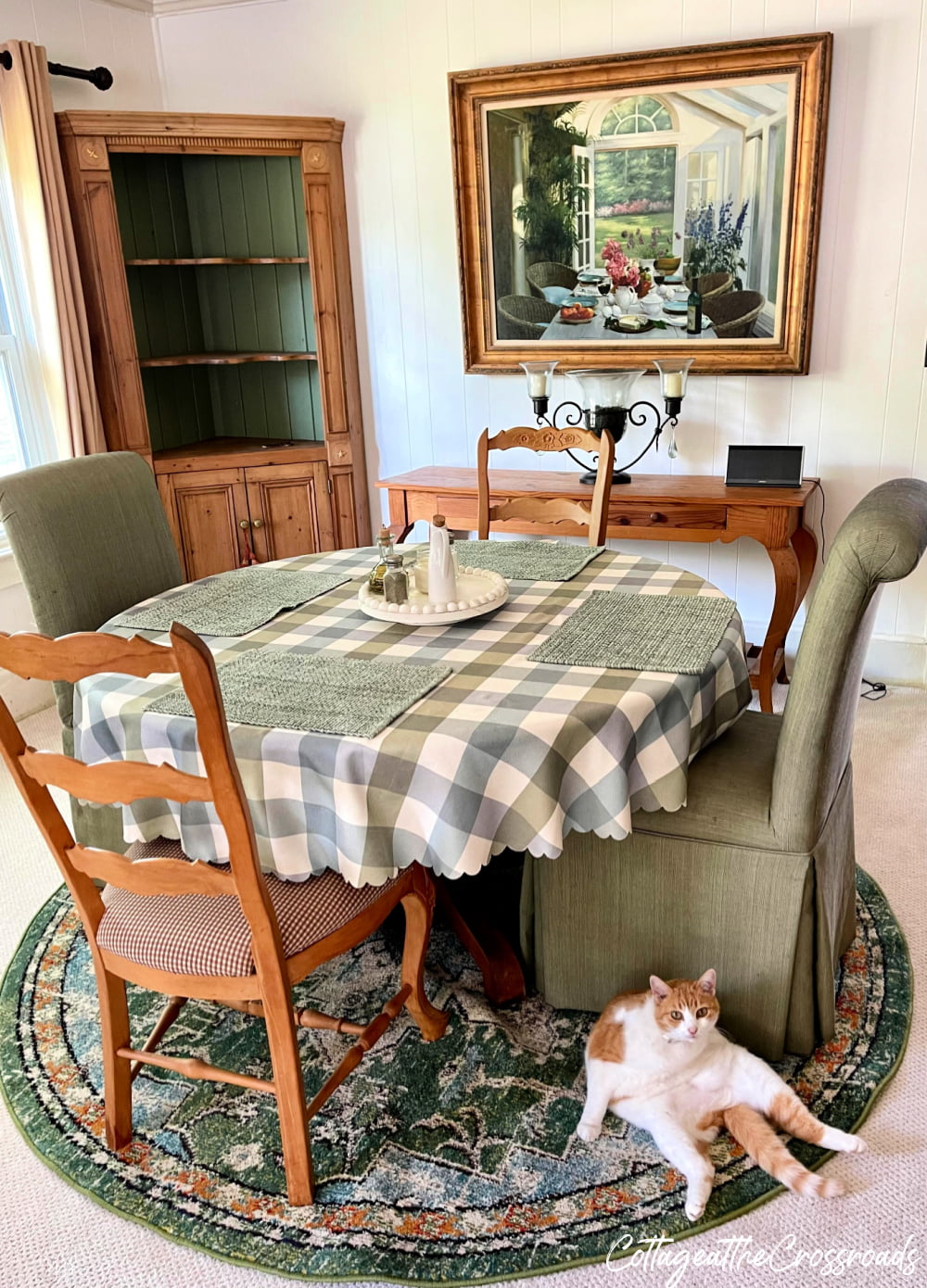 Cat on rug near table