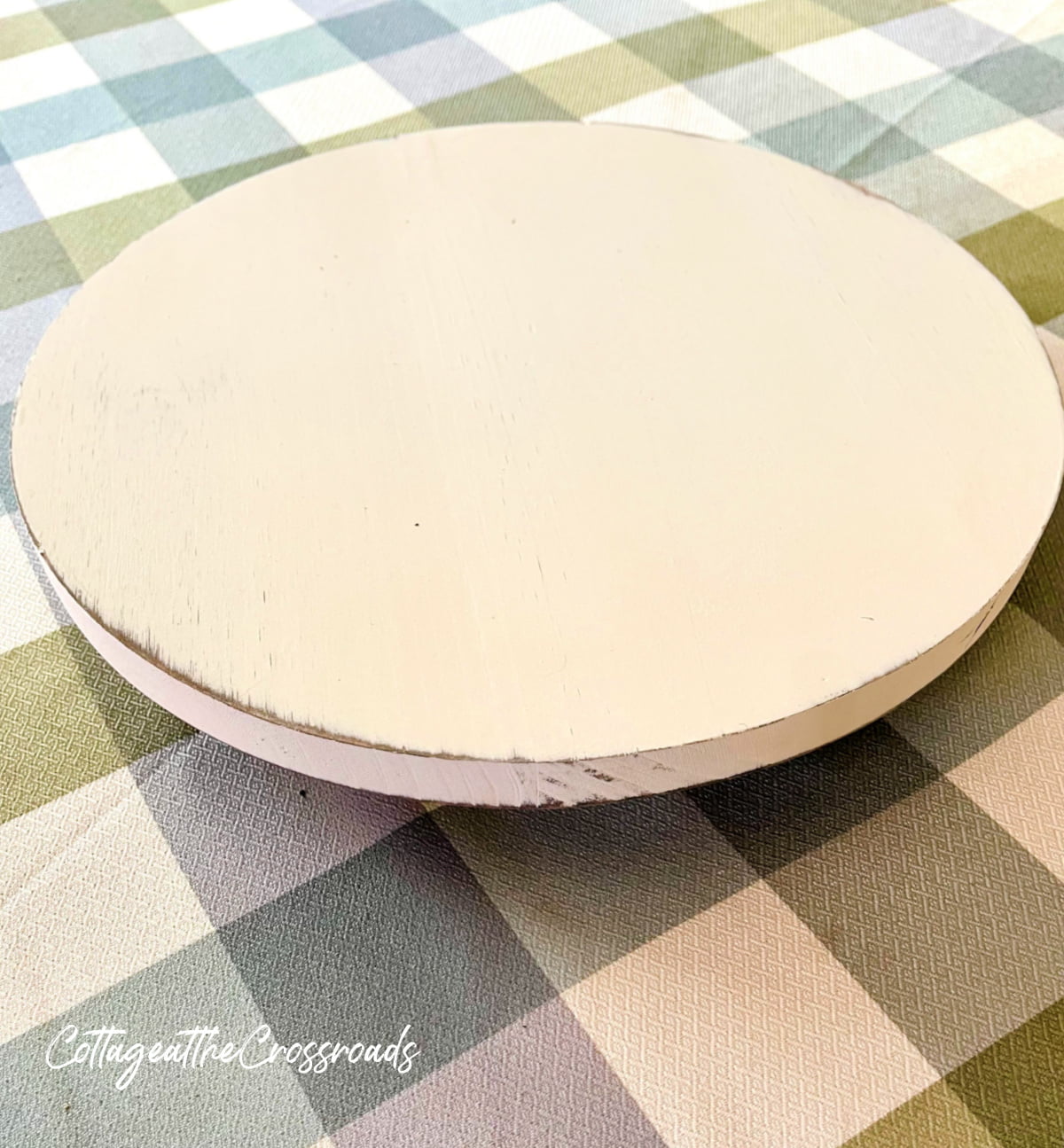 Antique white distressed lazy susan